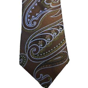 Ted Baker London Mens Paisley Blue/Brown Nick Tie 100% Italian Silk